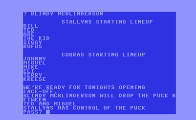Ice Hockey as Epic Prose on the Commodore 64